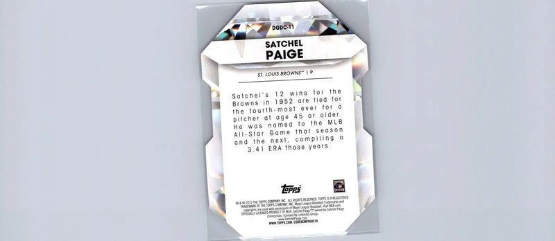 Satchel Paige baseball card from 2022 Topps Chrome Update Diamond Greats Die Cuts