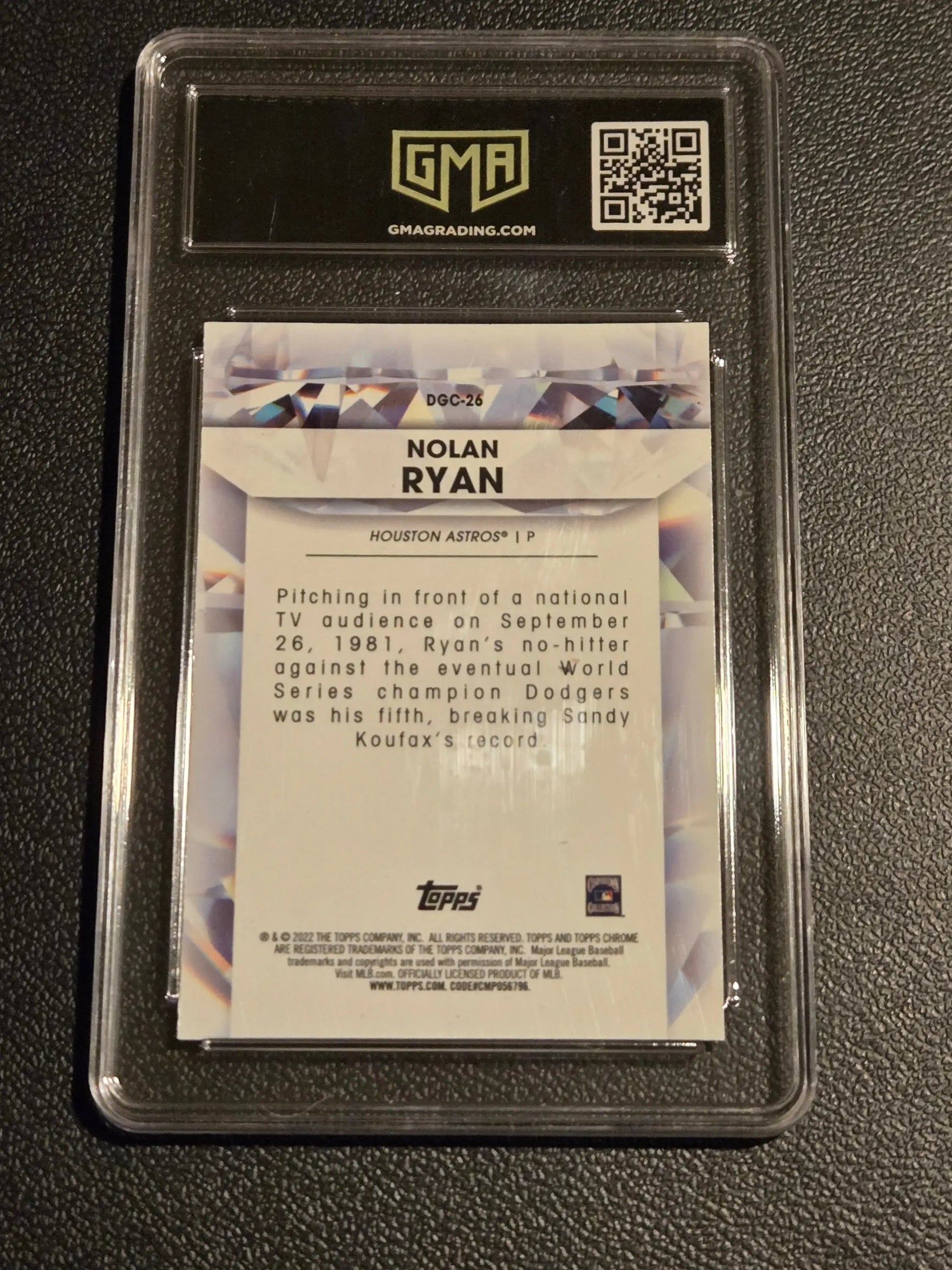 2022 Topps Chrome Update #DGC-26 Nolan Ryan Diamond Greats GMA 10 - Baseball Card