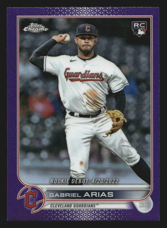 2022 Topps Chrome Update #USC14 Gabriel Arias RC Purple Refractor Guardians - Baseball Card Single
