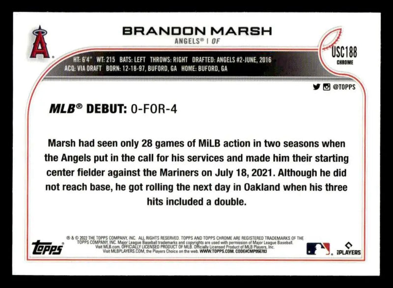2022 Topps Chrome Update #USC188 Brandon Marsh - Baseball Card Single