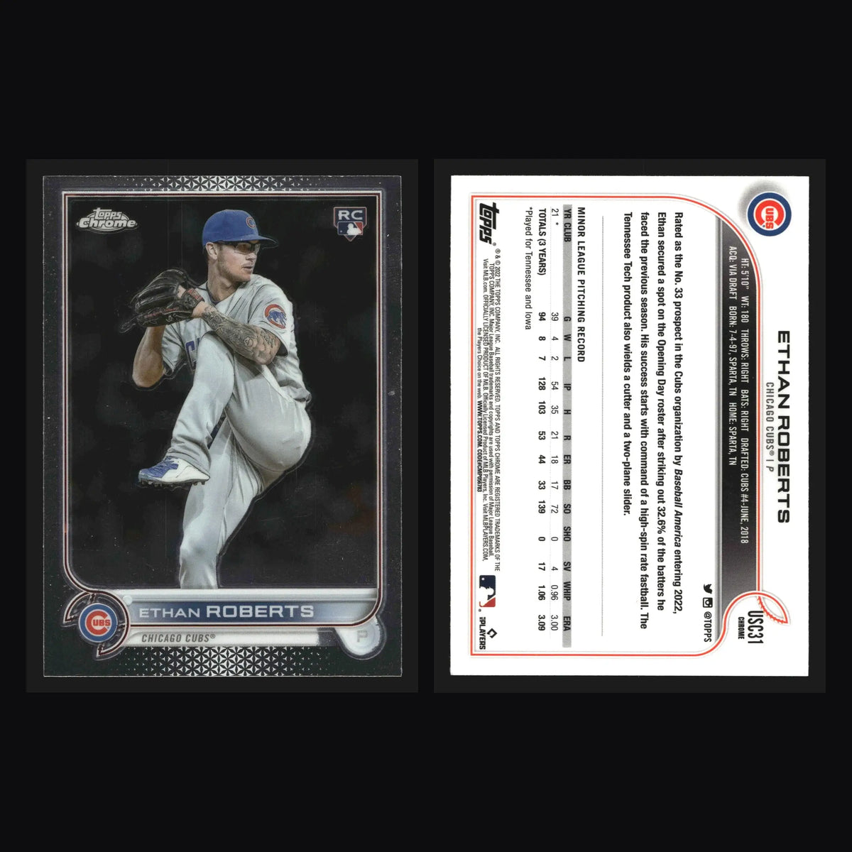 2022 Topps Chrome Update #USC31 Ethan Roberts RC Chicago Cubs - Baseball Card Single