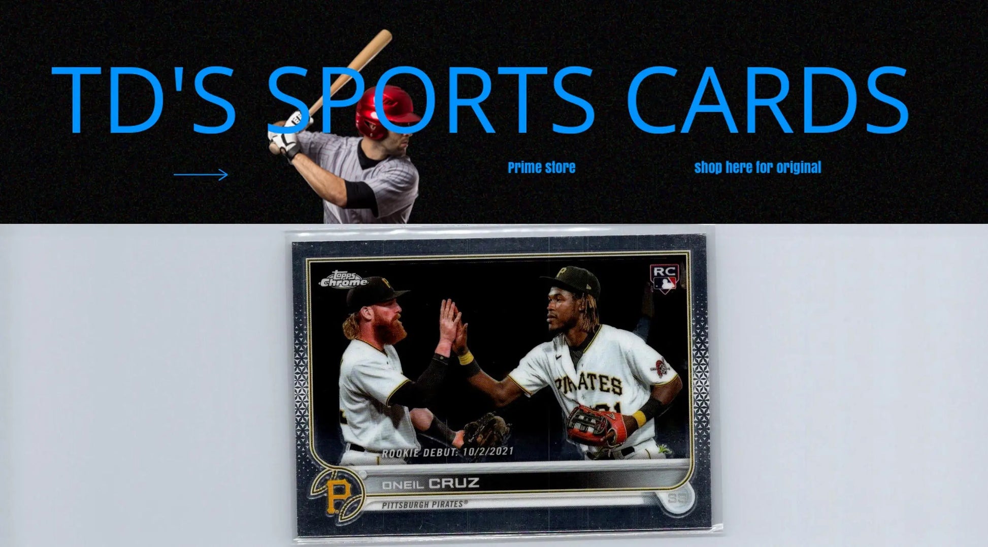 Framed Oneil Cruz baseball card from 2022 Topps Chrome Update USC74 collection