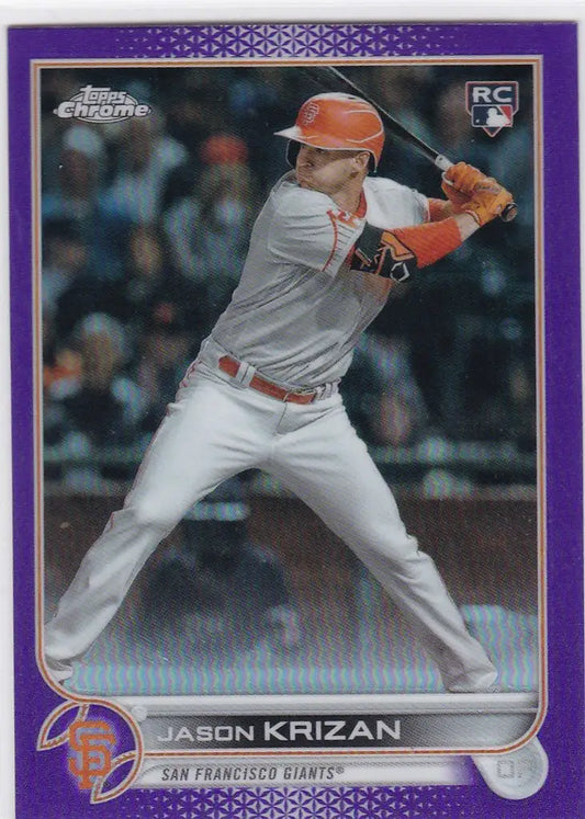 Baseball card of USC9 Jason Krizan RC Purple for Topps Chrome Update San Francisco Giants