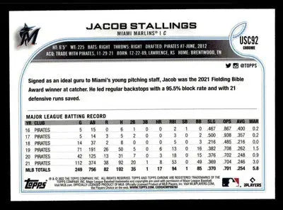 2022 Topps Chrome Update #USC92 Jacob Stallings - Baseball Card Single