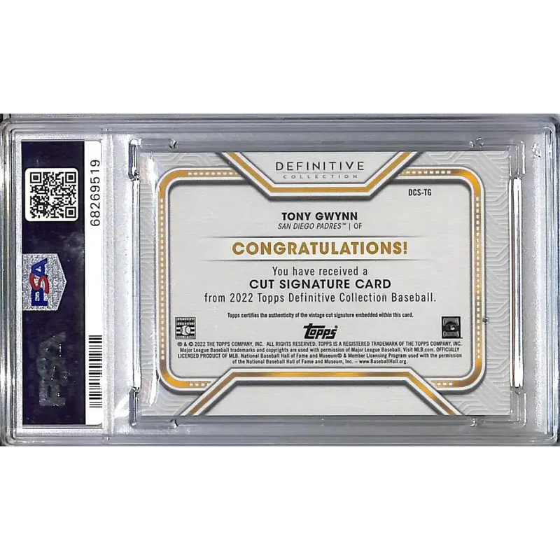 2022 Topps Definative Cut Signature #DCS-TG Tony Gwynn PSA 10 GEM MINT Auto 1/1 San Diego Padres - Baseball Card Single