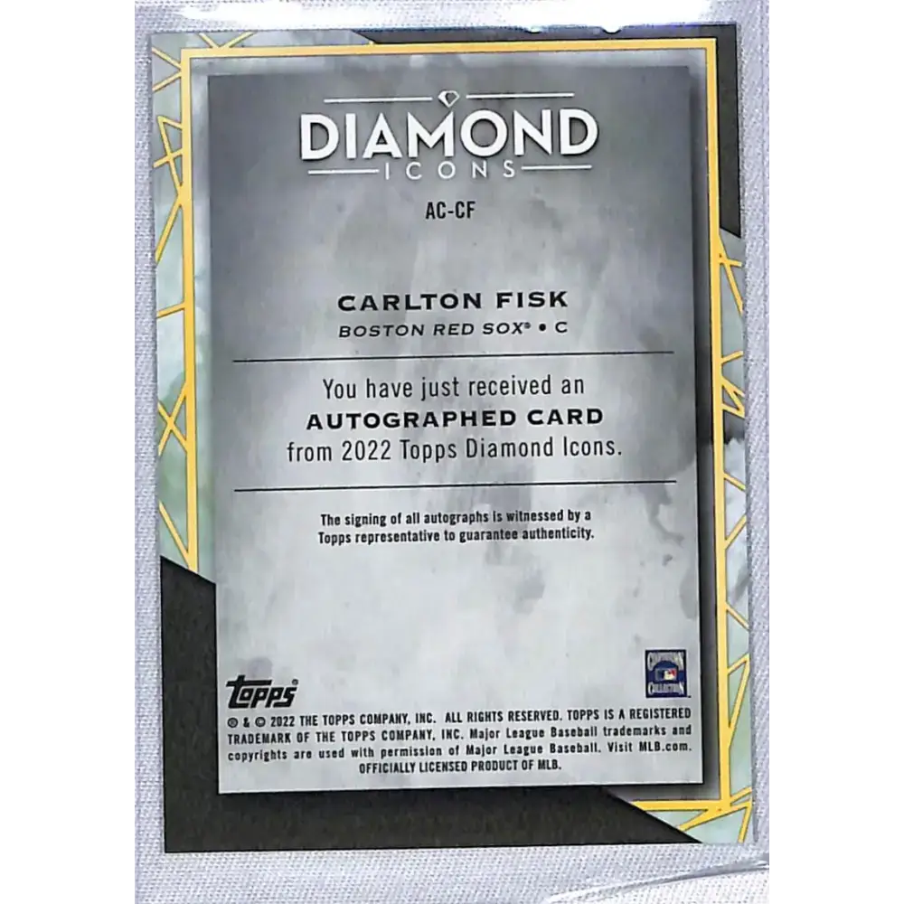 2022 Topps Diamond Icons #AC-CF Carlton Fisk NM-MT Auto 3/5 Boston Red Sox - Baseball Card Single