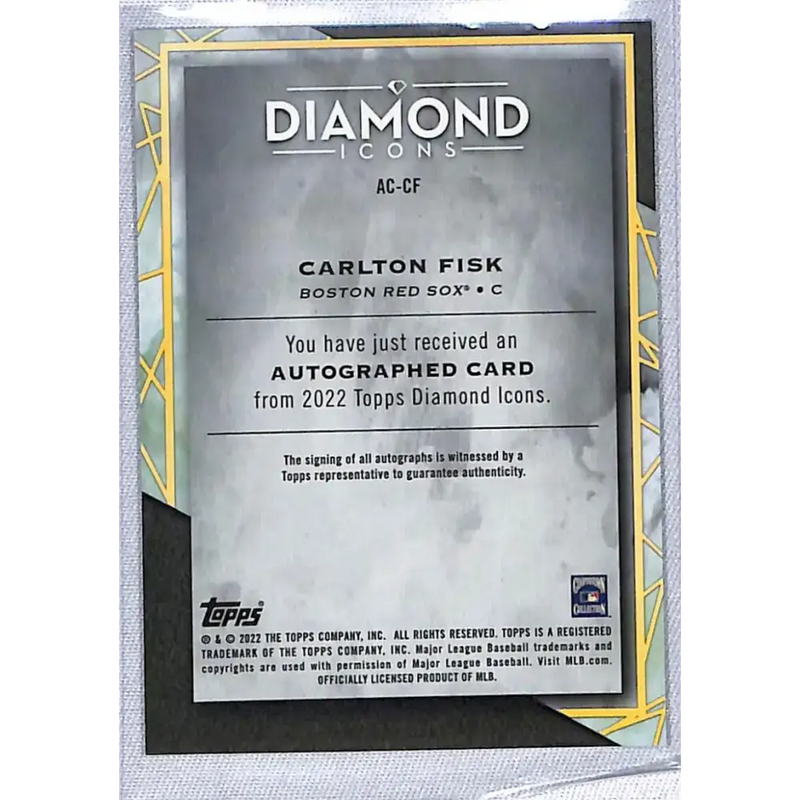 2022 Topps Diamond Icons #AC-CF Carlton Fisk NM-MT Auto 3/5 Boston Red Sox - Baseball Card Single