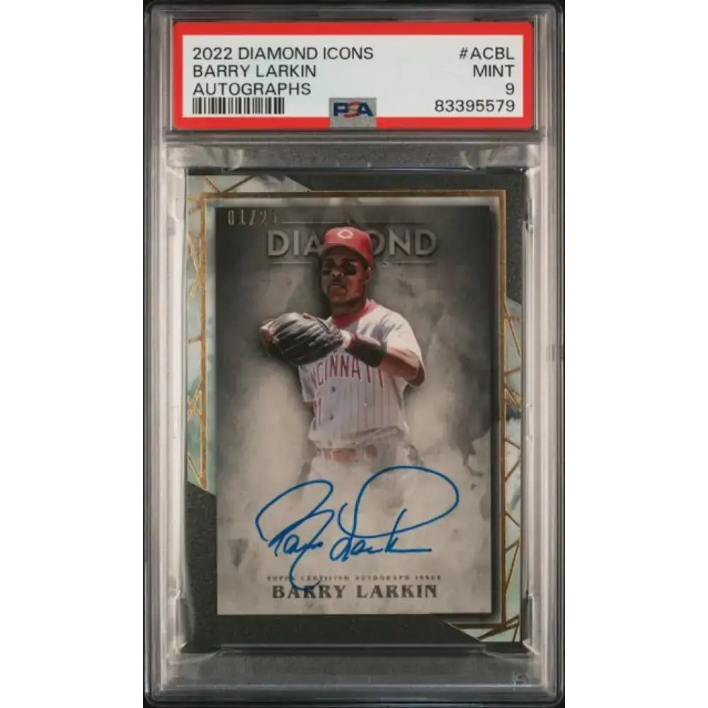 2022 Topps Diamond Icons #ACBL Barry Larkin PSA 9 MINT Auto 1/25 Cincinnati Reds Baseball Card - Baseball Card Single
