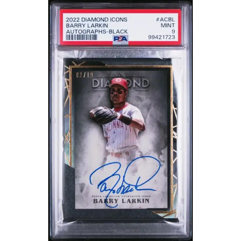 2022 Topps Diamond Icons #ACBL Barry Larkin PSA 9 MINT Auto 2/10 Cincinnati Reds Baseball Card - Baseball Card Single