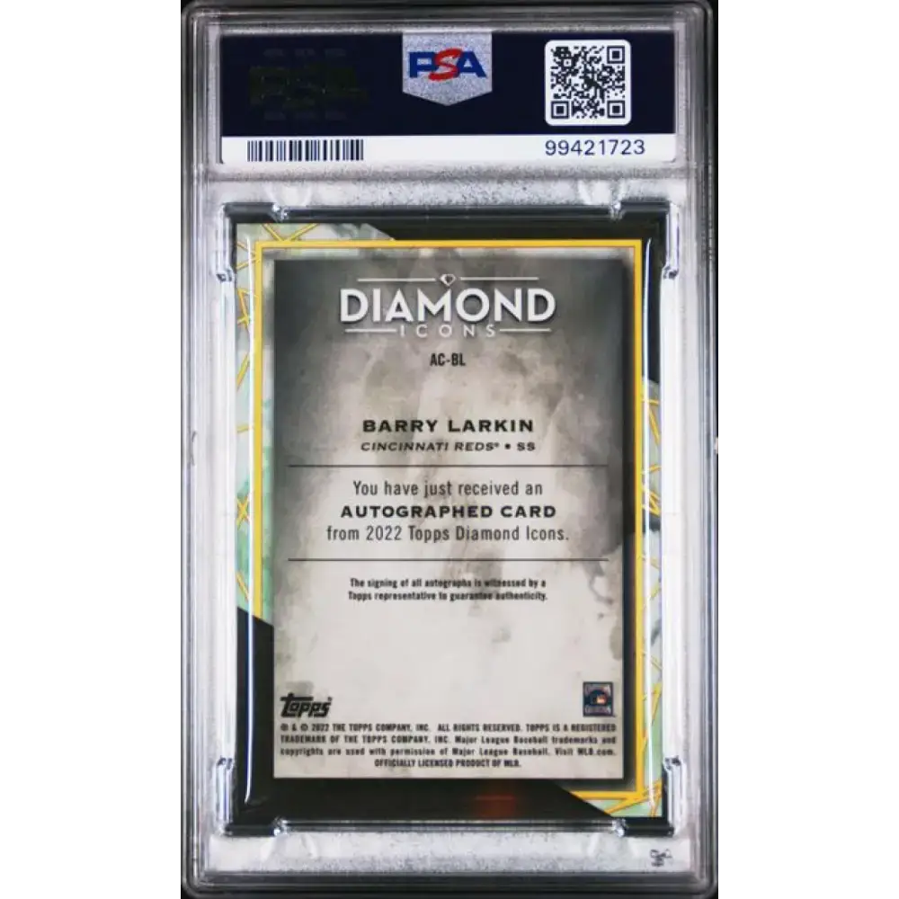 2022 Topps Diamond Icons #ACBL Barry Larkin PSA 9 MINT Auto 2/10 Cincinnati Reds Baseball Card - Baseball Card Single
