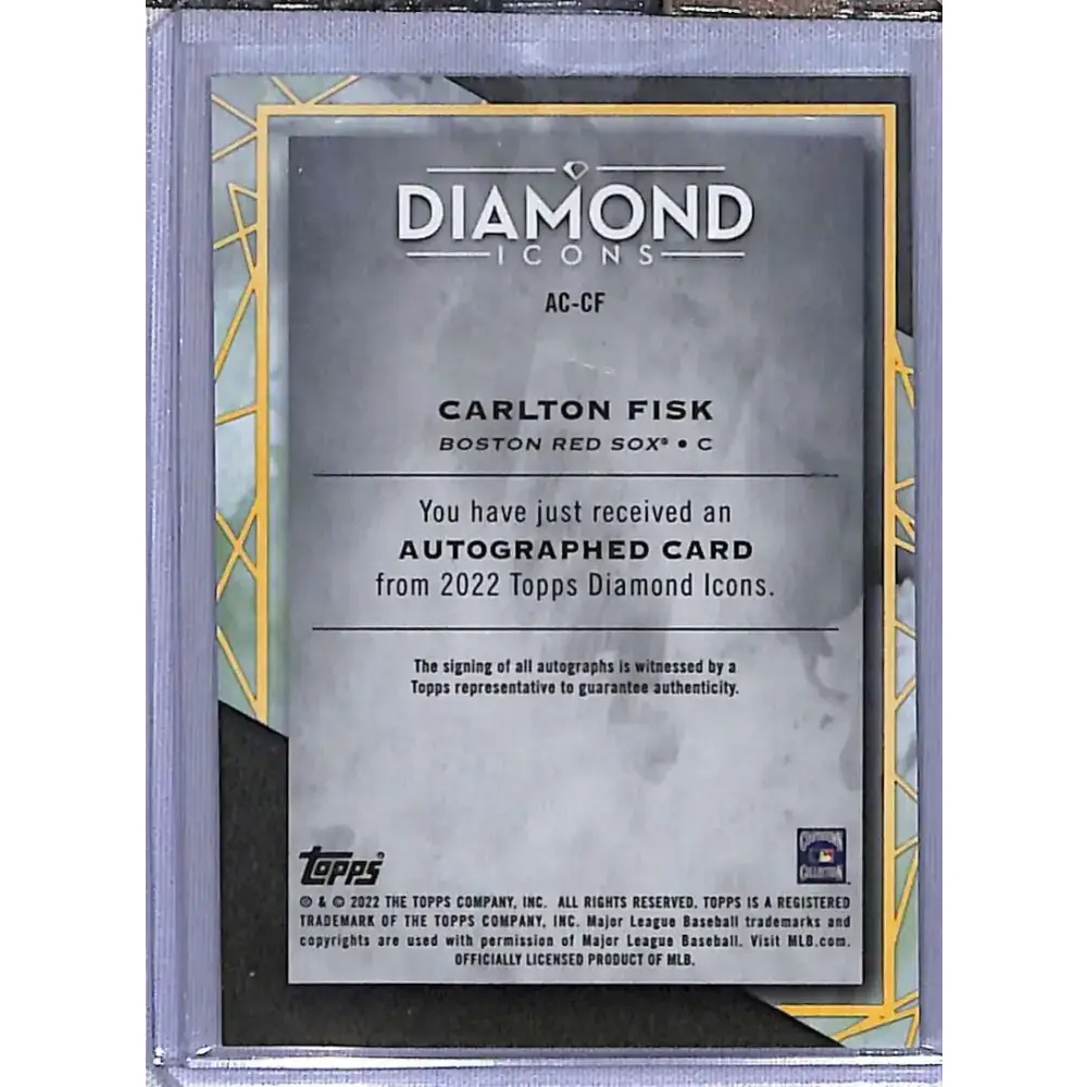 2022 Topps Diamond Icons: Autographs #AC-CF Carlton Fisk #/25 Baseball Card - Baseball Card Single