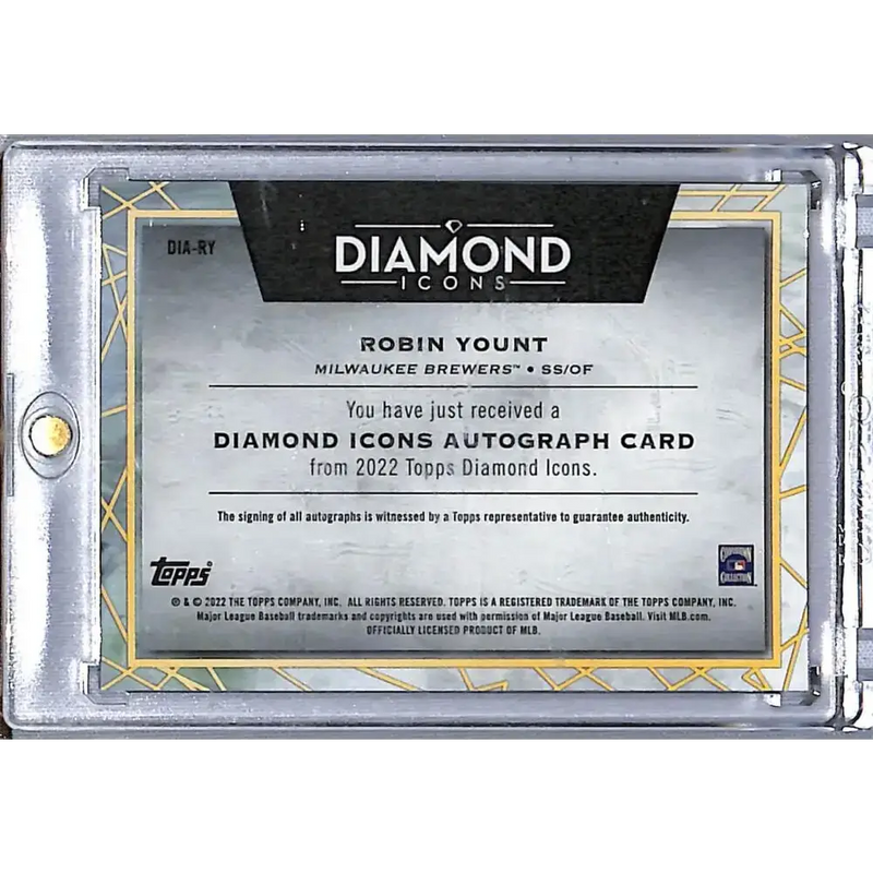 2022 Topps Diamond Icons #DIARY Robin Yount NM-MT Auto 9/10 Milwaukee Brewers Baseball Card - Baseball Card Single