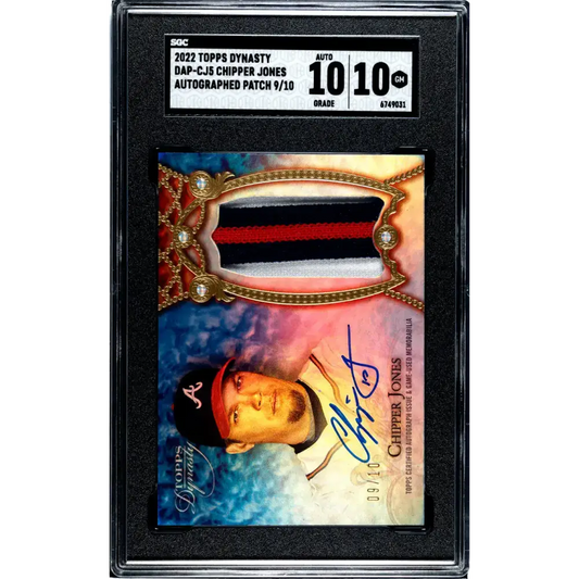 2022 Topps Dynasty Patch #DAP-CJ5 Chipper Jones SGC 10 Gem MEM Auto 9/10 Atlanta Braves Baseball Card - Baseball Card