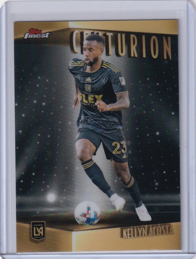 Soccer trading card of Kellyn Acosta in LAFC dark uniform, Topps Finest Centurions C-10