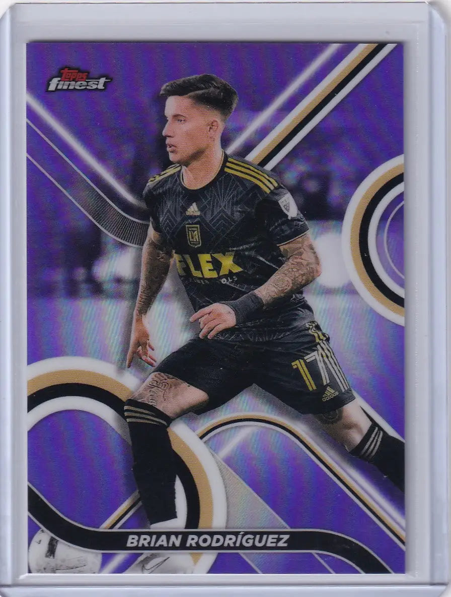 Purple-tinted Topps Finest Purple trading card of LAFC player Brian Rodríguez in black uniform