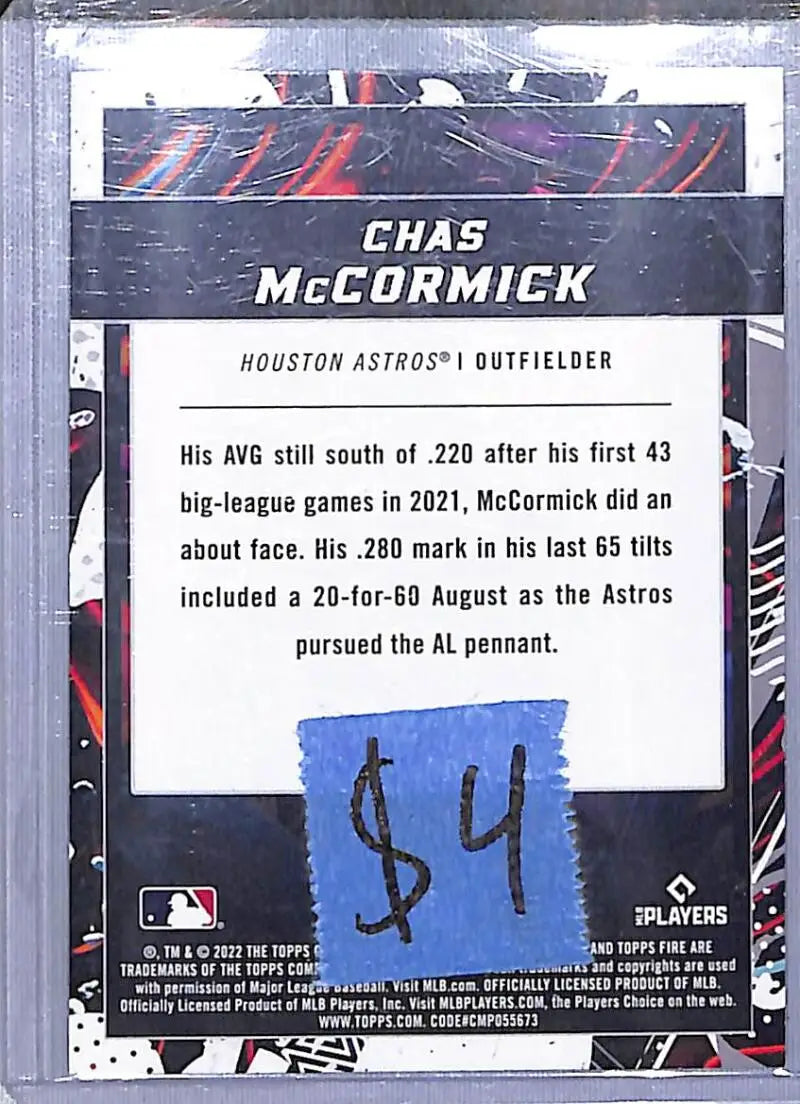 2022 Topps Fire #10 Chas McCormick NM-MT Houston Astros - Baseball Card Single