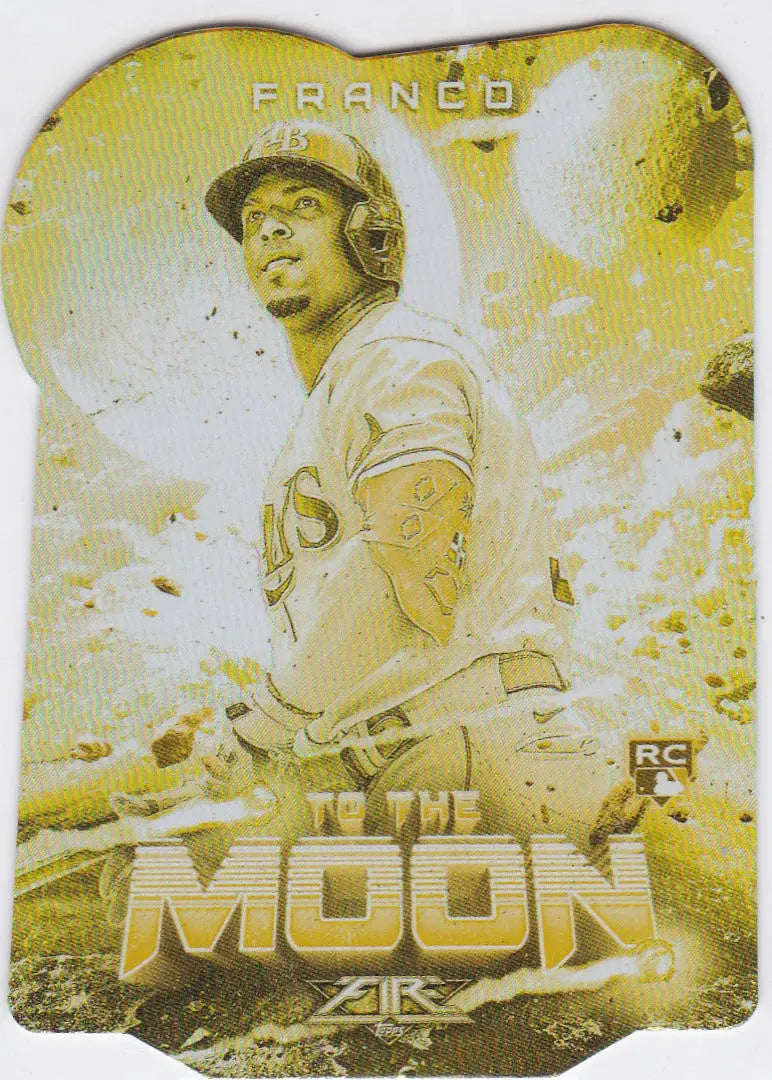 2022 Topps Fire Wander Franco RC To the Moon Gold Minted Rays baseball card design