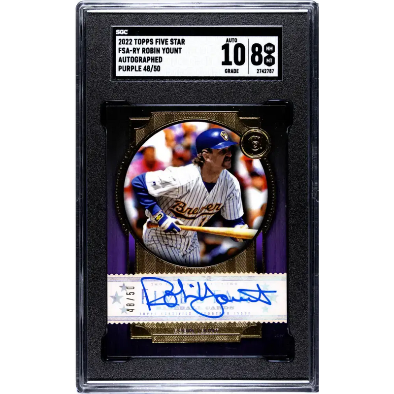 2022 Topps Five Star #FSA-RY Robin Yount SGC 8 NM/MT Auto 48/50 Milwaukee Brewers Baseball Card - Baseball Card Single