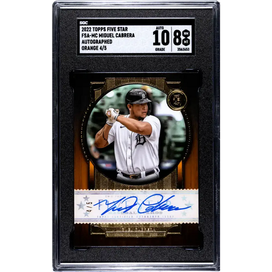 2022 Topps Five Star Orange #FSA-MC Miguel Cabrera SGC 8 NM/MT Auto 4/5 Detroit Tigers Baseball Card - Baseball Card