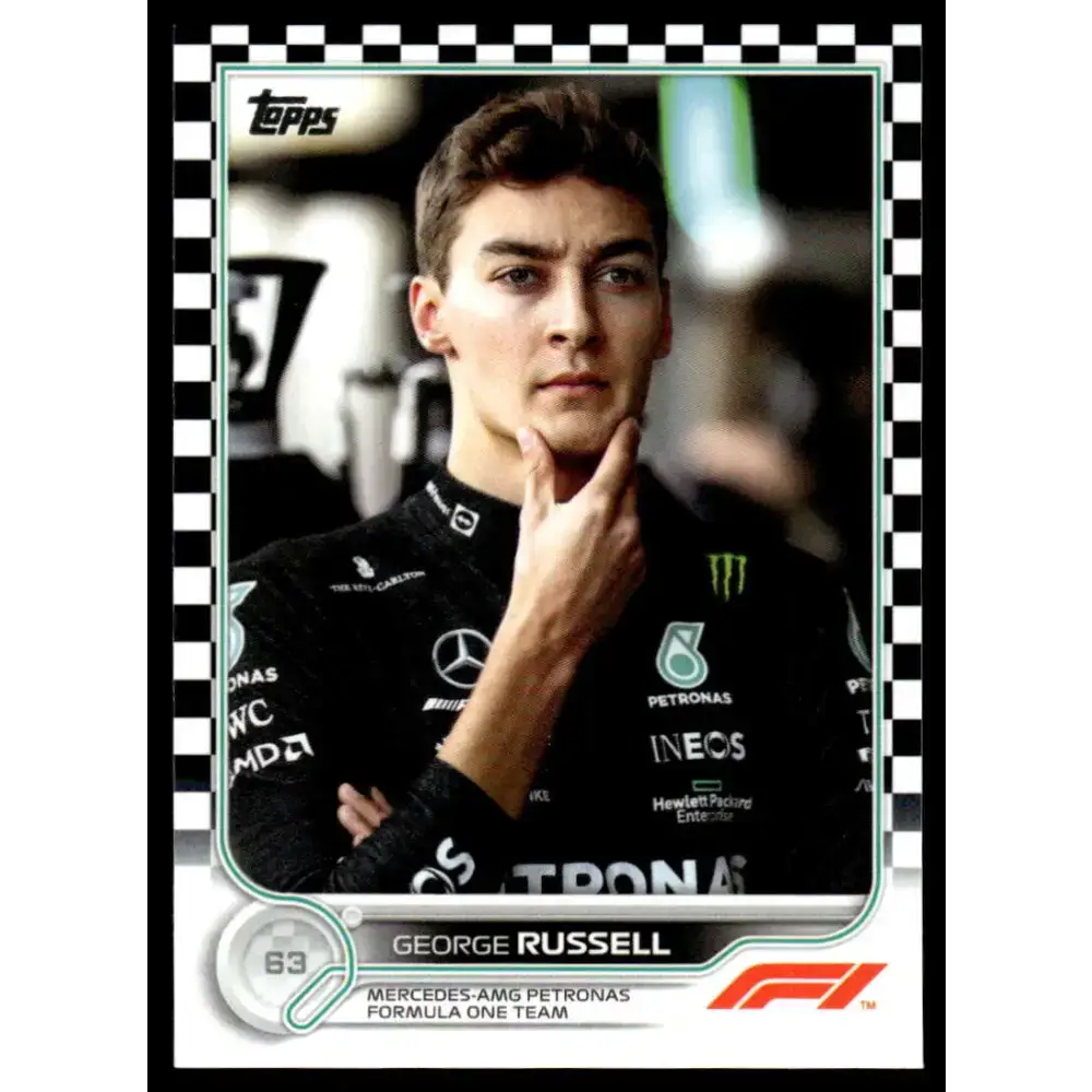 2022 Topps Formula 1 Checker Flag #18 George Russell NM-MT Racing Card - Racing Card Single