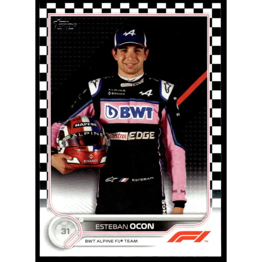 2022 Topps Formula 1 Checker Flag #41 Esteban Ocon NM-MT Racing Card - Racing Card Single
