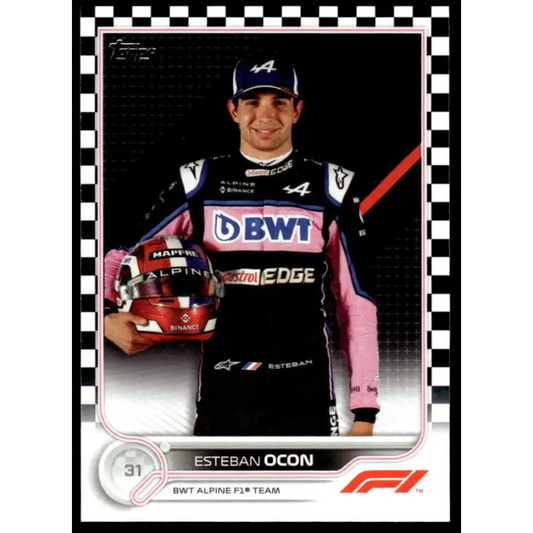 2022 Topps Formula 1 Checker Flag #41 Esteban Ocon NM-MT Racing Card - Racing Card Single