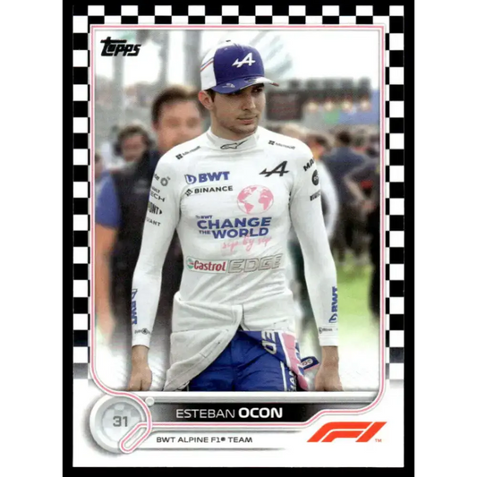 2022 Topps Formula 1 Checker Flag #43 Esteban Ocon NM-MT Racing Card - Racing Card Single
