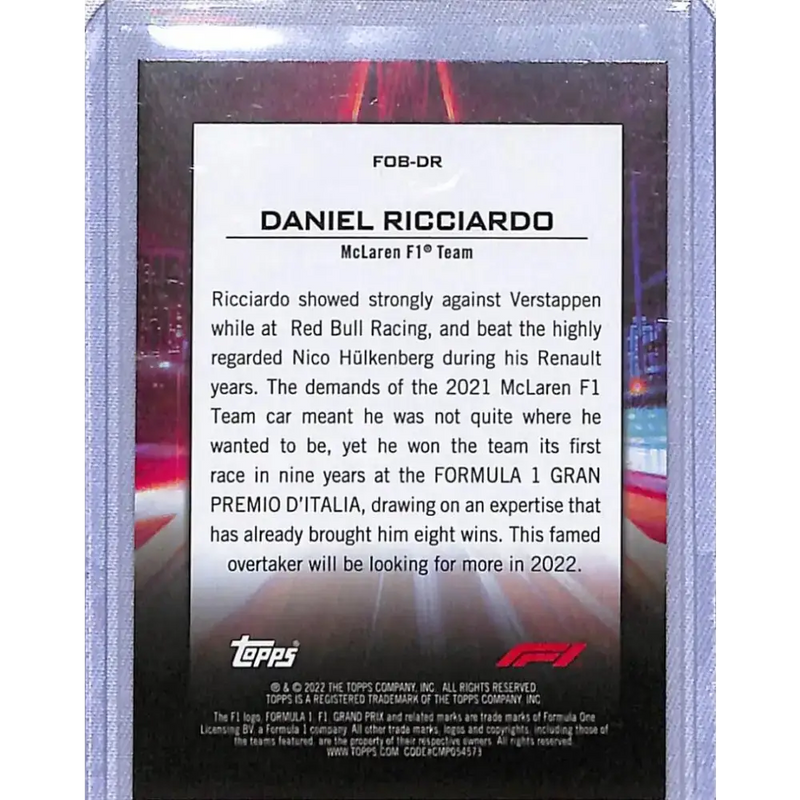 2022 Topps Formula 1 #FOB-DR Daniel Ricciardo NM-MT McLaren - Racing Card Single