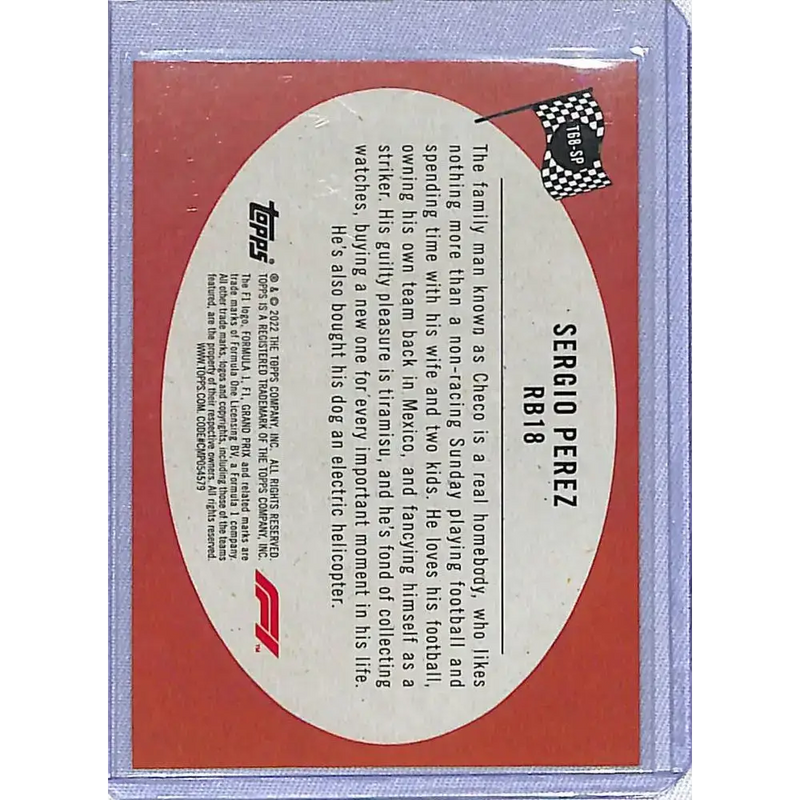 2022 Topps Formula 1 #T68-SP Sergio Perez NM-MT Red Bull - Racing Card Single