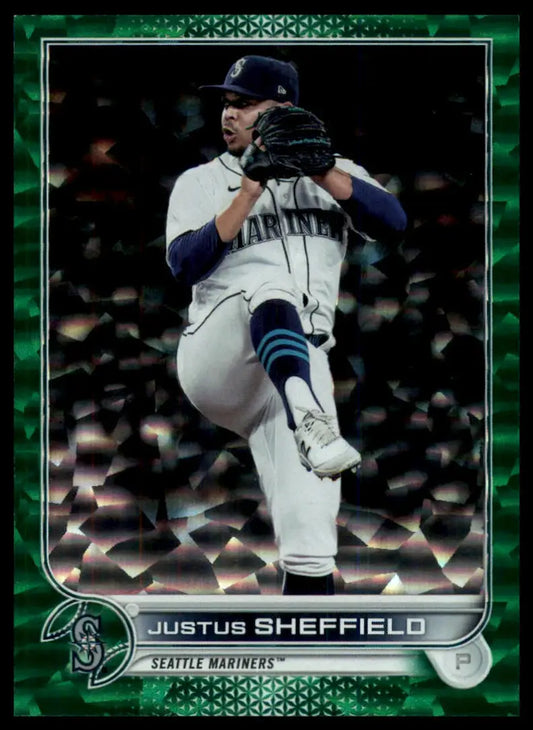 2022 Topps - Green Foilboard Justus Sheffield 587 /499 Seattle Mariners NM - Baseball Card Single