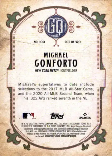 2022 Topps Gypsy Queen #100 Michael Conforto NM-MT Mets ID:44870 - Baseball Card Single