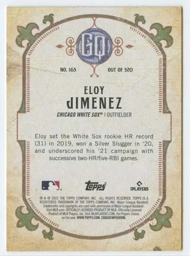 2022 Topps Gypsy Queen Eloy Jimenez White Sox baseball card NM-MT ID 44877