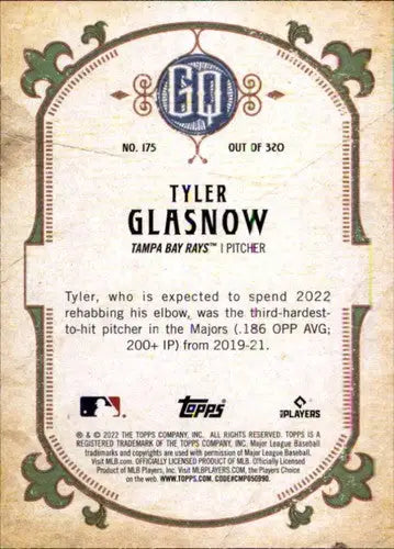 Original gloss Tyler Glasnow baseball card from Topps Gypsy Queen series