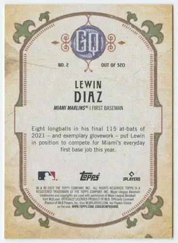 2022 Topps Gypsy Queen #2 Lewin Diaz NM-MT Marlins ID:44856 - Baseball Card Single