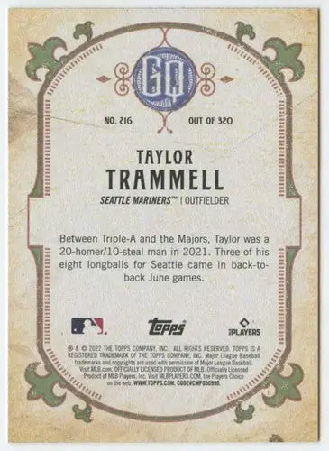 2022 Topps Gypsy Queen Taylor Trammell Mariners baseball card NM-MT