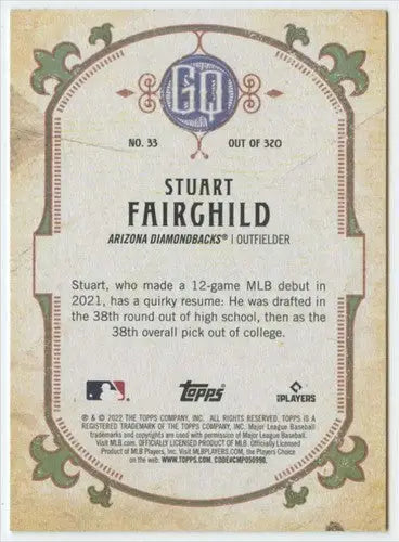 Stuart Fairchild baseball card from Topps Gypsy Queen 2022 with original gloss rookie card