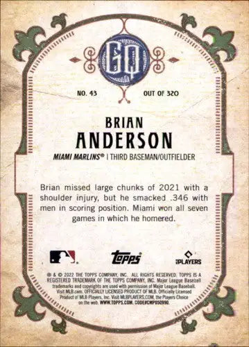 2022 Topps Gypsy Queen Brian Anderson Marlins baseball card in NM-MT condition