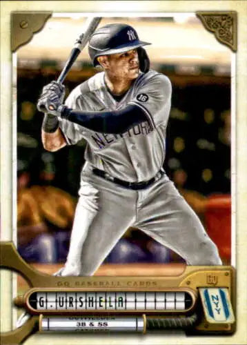 Baseball card featuring Gio Urshela from 2022 Topps Gypsy Queen Yankees collection