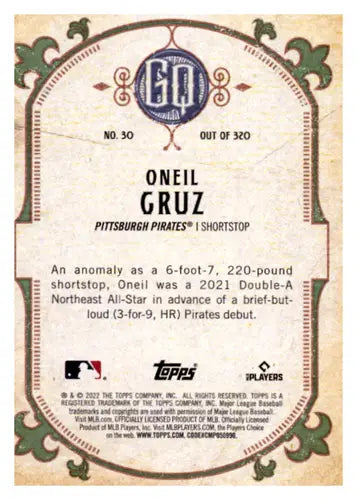 2022 Topps Gypsy Queen Green #30 Oneil Cruz NM-MT RC Rookie Pirates ID:44241 - Baseball Card Single