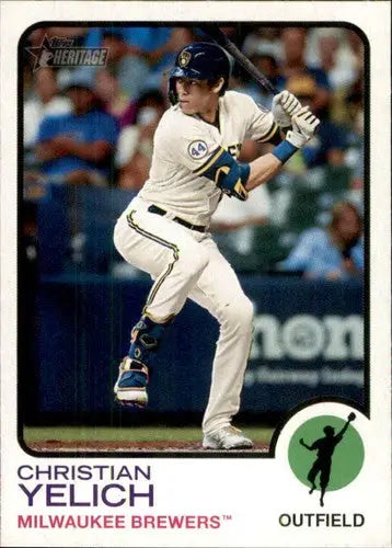 Christian Yelich baseball card from 2022 Topps Heritage with original gloss color print