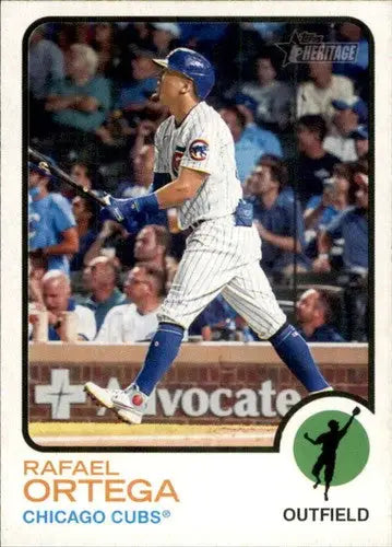 Baseball card featuring Rafael Ortega of the Chicago Cubs from Topps Heritage 2022