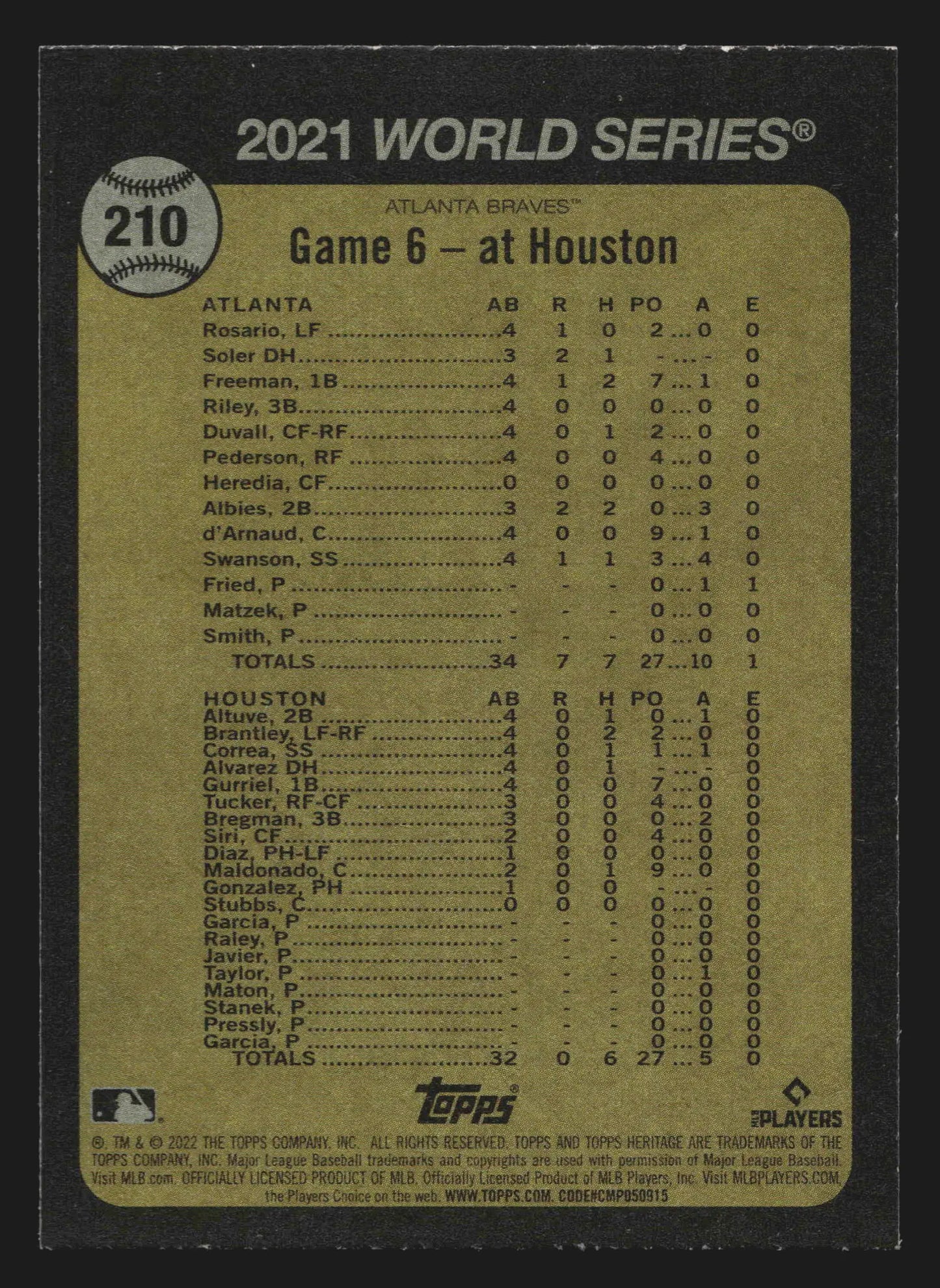 2022 Topps Heritage #210 Freddie Freeman Braves Atlanta Wins the World Series