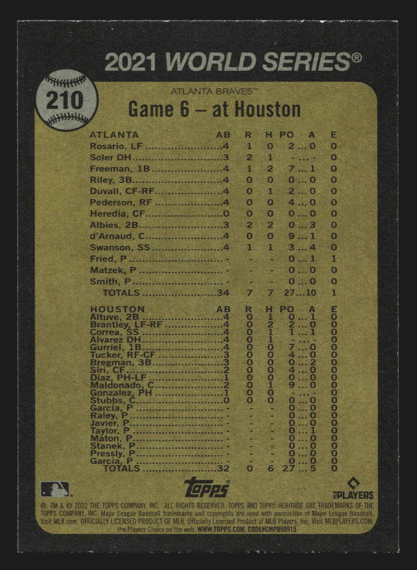 2022 Topps Heritage #210 Freddie Freeman Braves Atlanta Wins the World Series
