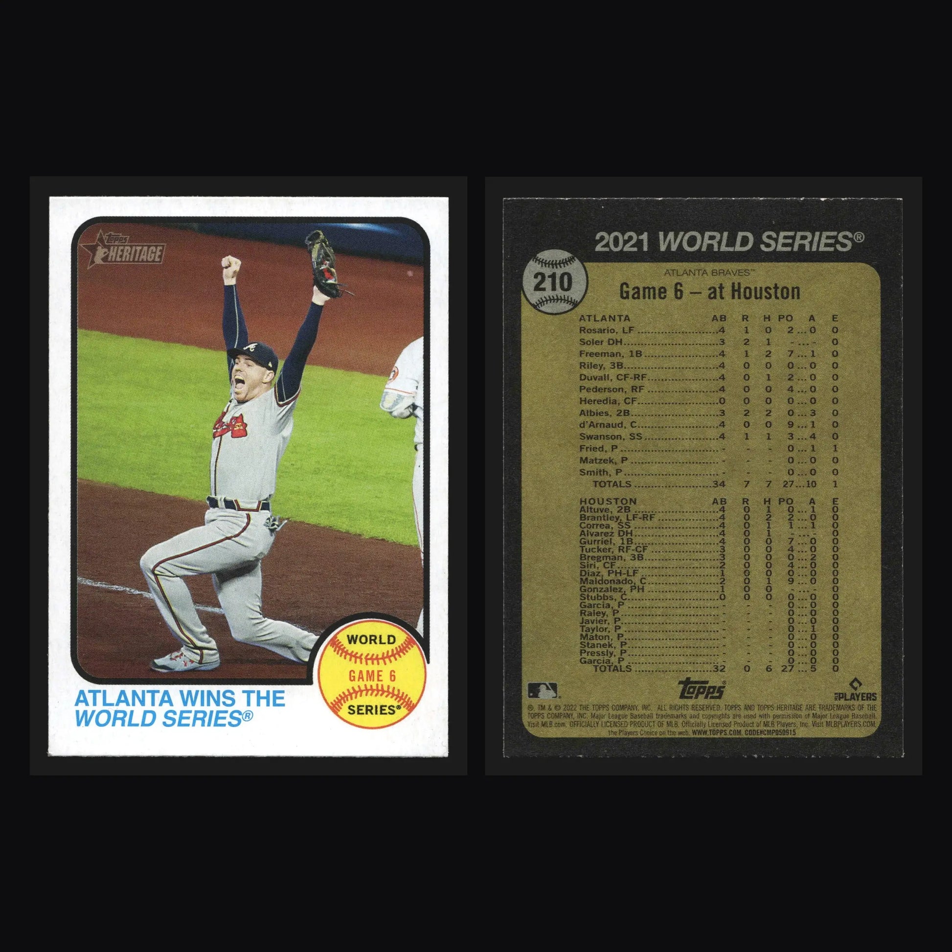 2022 Topps Heritage #210 Freddie Freeman Braves Atlanta Wins the World Series