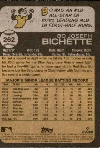 2022 Topps Heritage #262 Bo Bichette NM-MT Blue Jays - Baseball Card Single