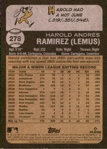 2022 Topps Heritage #278 Harold Ramirez NM-MT Cubs ID:41337 - Baseball Card Single