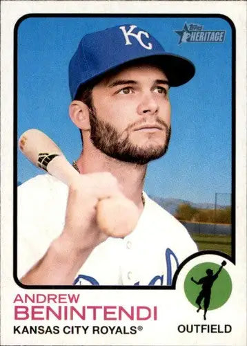 Original gloss Topps Heritage Andrew Benintendi Kansas City Royals baseball card image