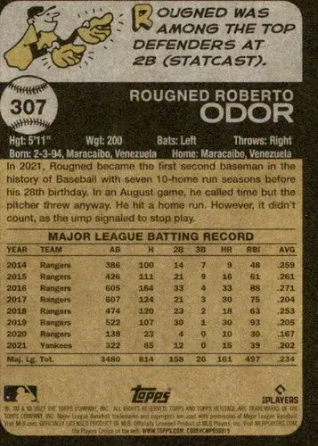 2022 Topps Heritage #307 Rougned Odor NM-MT Orioles ID:42434 - Baseball Card Single