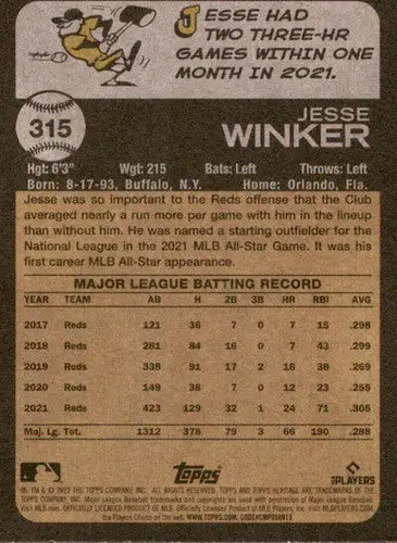 2022 Topps Heritage #315 Jesse Winker NM-MT Reds ID:41355 - Baseball Card Single