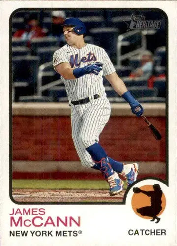 2022 Topps Heritage James McCann Mets trading card with original gloss